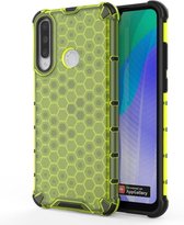 Huawei Y6p Hoesje - Mobigear - Honeycomb Serie - Hard Kunststof Backcover - Groen - Hoesje Geschikt Voor Huawei Y6p