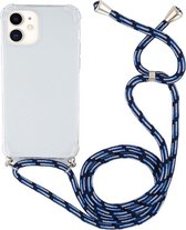 Apple iPhone 12 Mini Hoesje - Mobigear - Lanyard Serie - TPU Hoesje met koord - Transparant / Donkerblauw - Hoesje Geschikt Voor Apple iPhone 12 Mini