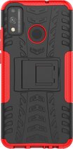 HONOR 9X Lite Hoesje - Mobigear - Tire Serie - Hard Kunststof Backcover - Zwart / Rood - Hoesje Geschikt Voor HONOR 9X Lite