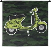 Illustration de la Tapisserie Vespa - Illustration d'une Vespa aux couleurs camouflage Tapisserie coton 90x90 cm - Tapisserie avec photo