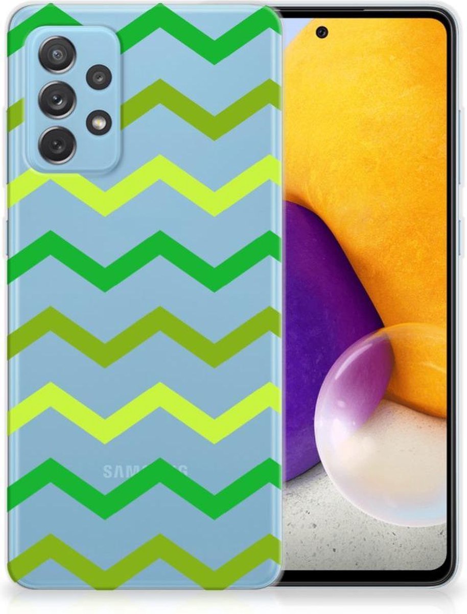 Back Cover voor Samsung Galaxy A72 TPU bumper Zigzag Groen