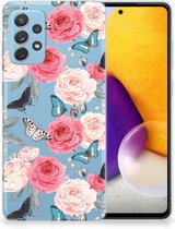Smartphone hoesje Geschikt voor Samsung Galaxy A72 Telefoontas Butterfly Roses