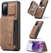 CASEME Back Cover Wallet Hoesje voor Samsung Galaxy S20 FE - Bruin