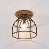 Lindby - plafondlamp hout - 1licht - metaal, hout - H: 33.4 cm - E27 - , bruin