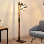 Lindby - vloerlamp hout - 1licht - hout, metaal - H: 140 cm - E27 - , bruin