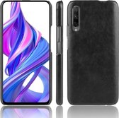 Shockproof Litchi Texture PC + PU Case voor Huawei Honor 9X / 9X Pro (zwart)