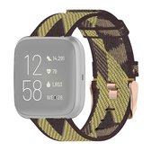23 mm streep geweven nylon polsband horlogeband voor Fitbit Versa 2, Fitbit Versa, Fitbit Versa Lite, Fitbit Blaze (geel)