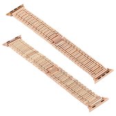 Voor Apple Watch Series 5 & 4 40mm / 3 & 2 & 1 38mm negen kralen roestvrij stalen polsband horlogeband (rose goud)