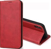 Dermis Texture PU horizontale flip lederen case voor iPhone XS Max, met houder & kaartsleuven & portemonnee (rood)