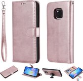 Voor Huawei Mate 20 Pro Effen kleur Horizontaal Flip beschermhoes met houder & kaartsleuven & portemonnee & fotolijst & lanyard (rose goud)