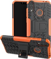 Tire Texture TPU + PC Shockproof Case voor Huawei Honor Play 8C, met houder (oranje)