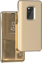 Mirror Clear View Horizontale Flip PU Smart Leather Case voor Huawei Mate 20, met houder (goud)