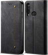 Voor Huawei Honor 10i / 20i / 20 Lite denim textuur Casual stijl Horizontale flip lederen tas met houder & kaartsleuven & portemonnee (zwart)