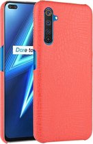 Voor Oppo Realme 6 Pro Shockproof Crocodile Texture PC + PU Case (rood)