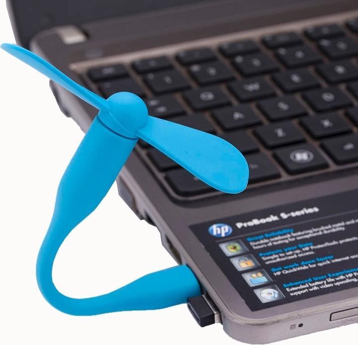 Flexibele mini draagbare USB-aangedreven 2-bladige USB-ventilator (blauw)