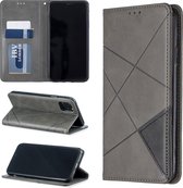 Let op type!! Rhombus Texture Horizontal Flip Magnetic Leather Case with Holder & Card Slots & Wallet For iPhone 11 Pro Max(Grey)