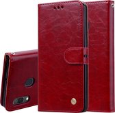 Zakelijke stijl olie wax textuur horizontale flip lederen case voor Galaxy A30, met houder & kaartsleuven & portemonnee (rood)