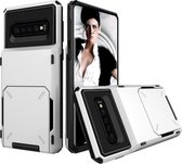 Schokbestendige TPU + pc-beschermhoes voor Galaxy S10, met kaartsleuf (wit)