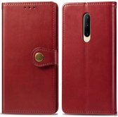 Voor OnePlus 7 Pro Retro Effen kleur Lederen gesp Bescherming voor mobiele telefoon Leren hoesje met fotolijst en kaartsleuf & Portemonnee en beugelfunctie (rood)