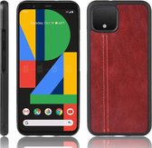 Voor Google Pixel 4 schokbestendig naaien koeienpatroon Skin PC + PU + TPU Case (rood)