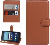 Voor lg k7 litchi textuur horizontale flip lederen tas met magnetische gesp en houder en kaartsleuven en portemonnee (bruin)