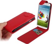 Pure Color Verticale Flip Leather Case met Credit Card Slot voor Galaxy S IV / i9500 (Rood)