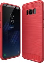 Voor Galaxy S8 + / G955 geborsteld koolstofvezel textuur schokbestendig TPU beschermhoes (rood)