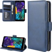 Voor LG K30 2019 / X2 2019 portemonnee stand lederen mobiele telefoonhoes met portemonnee en houder en kaartsleuven (donkerblauw)
