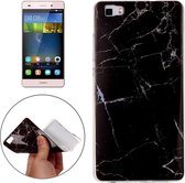 Voor Huawei P8 Lite Black Marbling Pattern Soft TPU Protective Back Cover Case