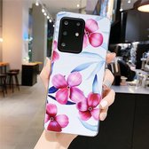 Voor Galaxy S20 Plus Smooth Flower Series IMD TPU Case (Plumeria Red KF4)