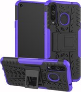 Tire Texture TPU + PC schokbestendig hoesje voor Galaxy A8s, met houder (paars)