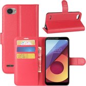 Voor LG Q6 Litchi Texture horizontale flip lederen tas met houder & kaartsleuven & portemonnee (rood)