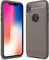 Brushed Texture Carbon Fiber Shockproof TPU beschermende achterkant van de behuizing voor iPhone XR (grijs)