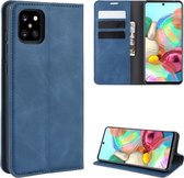 Voor Galaxy A81 / M60S / Note 10 Lite Retro-skin Zakelijk magnetisch lederen tasje met houder & kaartsleuven & portemonnee (donkerblauw)