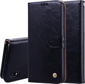 Zakelijke stijl olie wax textuur horizontale flip lederen case voor Galaxy A10, met houder & kaartsleuven & portemonnee (zwart)