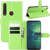 Voor Motorola Moto G8 Plus Litchi Texture Horizontal Flip beschermhoes met houder & kaartsleuven & portemonnee (groen)