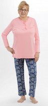 Martel- Waleria- lange dames pyjama- roze/ marineblauw- 100 % katoen XL