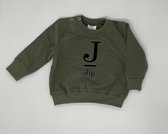 Sweater Letter met naam - Leger groen, 62