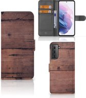 Leuk Case Geschikt voor Samsung Galaxy S21 Plus Hoesje Old Wood
