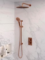 Inbouw Regendouche Set Brauer Copper Edition Gebogen Wanduitloop Ronde Hoofddouche 30 cm Met Glijstang en Handdouche 3 Standen Koper