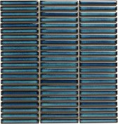 0,87m² - Mozaiek Tegels - Sevilla Kitkat mini's Azuur Blauw spikkel Glans 1,2x9,2cm