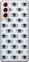 Samsung Galaxy S21 hoesje siliconen - Ogen print - Soft Case Telefoonhoesje - Print / Illustratie - Blauw