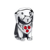 hond bead rode zirkonia | bedel | Zilverana | geschikt voor alle bekende merken | 925 zilver | moederdag