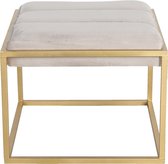 Clayre & Eef Hocker 46x45x37 cm Beige Hout Metaal Rechthoek Poef