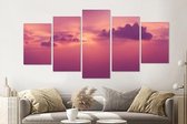 Schilderij -Roze wolken,    5 luik, 200x100cm, Premium print