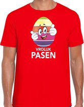 Paasei met duimen schuin omhoog vrolijk Pasen t-shirt / shirt - rood - heren - Paas kleding / outfit S