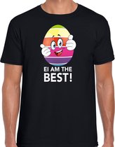 Vrolijk Paasei ei am the best t-shirt / shirt - zwart - heren - Paas kleding / outfit S