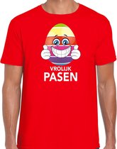 Paasei met duimen omhoog vrolijk Pasen t-shirt / shirt - rood - heren - Paas kleding / outfit 2XL