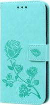 HONOR 8S Hoesje - Mobigear - Flowers Serie - Kunstlederen Bookcase - Turquoise - Hoesje Geschikt Voor HONOR 8S