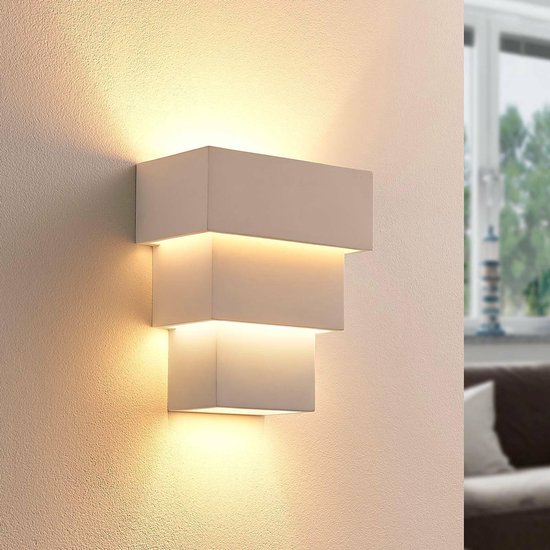 Lindby - LED wandlamp - 1licht - gips - H: 21 cm - G9 - wit